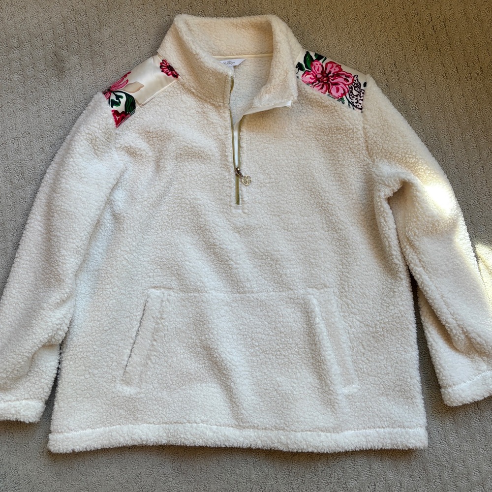 (Never Worn) - Lilly Pulitzer Cream Sherpa Quarter Zip Fleece